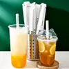 Pajitas Biodegradables, Pajitas Gruesas Desechables Empaquetadas Individualmente, Pajitas Delgadas, Pajitas de Ácido Poliláctico para Té de Leche al por Mayor