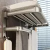 Toallero sin taladro, barra de toallas para baño, estante de almacenamiento para baño, toallero plegable para baño, accesorios para el baño del hogar