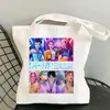 Bolsa de Lona Estampada Grupo Bruja Cazador Kpop para Mujer, Portátil, de Hombro, Moda, Estudiante, Bolsa de Lona, Bolsa Diaria para Compras