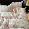Juego de ropa de cama de cuatro piezas A-class de terciopelo de leche, fresco y simple, para otoño e invierno, cálido y engrosado, terciopelo de coral de doble cara, juego de tres piezas de dibujos animados
