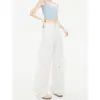 Pantalones acampanados de mezclilla hacen que las piernas se vean más largas, azul claro nuevo estilo para personas bajas, diseño rasgado, diseño desgastado, pantalones ligeramente acampanados, estilo casual, para mujer