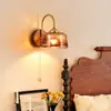 [Transfronterizo] Lámpara de Pared Pequeña Decorativa con Ambiente Colorido, Latón Retro Americano para Nicho, Luminaria de Madera Maciza para Dormitorio