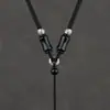 Colar com Pingente de Ágata Vermelha Natural e Ágata Preta, Cordão Ajustável, Estilo Grosso