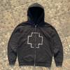 Sudadera Deportiva con Capucha Otoño e Invierno 2025 Estampado de Uñas Retorcidas con Diamantes Calientes Estilo Punk Gótico Oscuro Venta al por Mayor