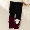 Leggings grossos forrados com fleece para outono e inverno infantil, calças quentes de inverno para meninas, meia-calça de outer wear, calças compridas justas em retalhos