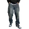 Jeans Retro Elegantes de Alta Gama para Hombre de Primavera y Otoño, Corte Holgado de Moda, Tallas Grandes, Pierna Recta, Pantalones Versátiles de Pierna Ancha Cónica