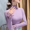 Otoño e Invierno Nuevo Retro Francés Manga de Cuerno Camisa Base Hada Volantes Interior Styline Camisa Pequeña Europea