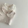 Camiseta Básica para Niñas Primavera y Otoño Nuevo Estilo Bebé y Niño Pequeño Encaje Cuello de Muñeca Top para Salir Algodón Suave Camiseta Básica Algodón Puro