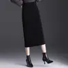 Moda Outono/Inverno 2026 Nova Saia Reta Elegante de Cintura Alta com Fenda nas Costas, Saia de Comprimento Médio para o Trabalho, Saia Bodycon Elegante de Corte Ajustado