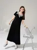 Conjunto de duas peças xadrez color block com gola boneca e manga curta, saia evasê, novo traje elegante plus size feminino 66218