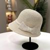 Pequeño para el sombrero de sol de mujer 2024 nuevo sombrero de verano con lazo madre mediana edad abuela delgado sombrero francés