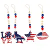 Pendente Cordão de Contas Dia da Independência Americana Novo Produto Transfronteiriço Pingente Criativo Marca de Madeira Franja de Corda de Cânhamo Cordão de Contas de Madeira Decoração de Festa