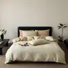 Lujo minimalista nórdico 100% algodón satén 50S algodón de fibra larga jacquard juego de cuatro piezas ropa de cama estilo hotel individual y doble