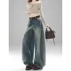 Jeans Retro Azul Super Trendy Versátiles de Corte Holgado Scimitar para Mujer, Pantalones de Pierna Ancha con Caída de Nuevo Estilo con Forma de Pera de Cintura Alta
