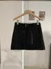 KEKEZOON Falda de Lana con Estampado de Lunares de Cintura Alta Antiexposición Falda Corta Ajustada al Cuerpo con Cinturón para Mujer 9173