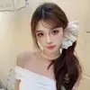 Estilo Ballet Punto Floral Lazo de Encaje Pesado Encaje Estilo Coreano Lazo para el Cabello de Intestino Grueso Lindo Cremoso Dulce Niña Lazo para el Cabello