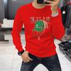 Sudadera Europea de Manga Larga para Hombre con Lentejuelas Estampadas, Top de Marca de Moda para Hombre con Forro Polar, Camiseta Base de Otoño e Invierno