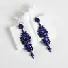 Pendientes Amazon transfronterizos, extragrandes, electrochapados, elegantes, de estilo largo, con un toque de alta gama, adornados con borlas y pedrería negra