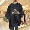 Camiseta Marrón de Algodón Puro Suelta de Largo Medio y Manga Corta para Mujer 2024 Primavera y Verano Nueva Versión Europea Grande Top Camiseta Básica