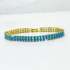 Pulsera de Zirconio Europea y Americana con Chapado en Oro de 18K Pulsera de Cadena de Tenis de Cristal de Colores Pulsera de Pareja para Mujer
