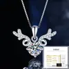 Collar de Plata de Ley S925 Moissanita Color D Ocho Corazones y Ocho Flechas Cabeza de Ciervo Un Ciervo Te Tiene Diseño Moderno Regalo de San Valentín