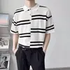 Estoque de Fábrica Cor Color Block Old School Americano Peso Pesado Slim Fit Hip Hop Dança de Rua Manga Curta Acima do Cotovelo Solta Camisa Polo