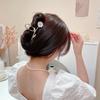 Horquilla de pelo con flor grande y elegante de alta calidad de Corea del Sur para mujer, tocado elegante, horquilla con clip de tiburón perlado
