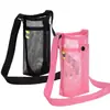 Capa de copo isolada em malha, prática para viagem, design simples, pode ser usada na transversal, capa de copo universal para garrafas de água, estilo crossbody