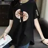 Camiseta de Manga Corta para Mamá de Mediana Edad de Comercio Exterior Transfronterizo Top de Media Longitud de Media Manga Suelto para Mujer Tallas Grandes para Mujer