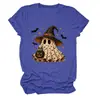Amazon eBay Estación Europea Halloween Nueva Moda Divertida para Mujer Bruja Fantasma Murciélago Cuello Redondo Manga Corta Camiseta