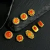 Prata 925 Banhada com Acessórios de Flor de Peônia Vermelha do Sul Pulseira DIY Acessórios de Corda Trançada Contas de Prata Antiga