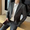 Traje Casual Ajustado para Hombre 2026 con Solapas de Pico, Cierre de Dos Botones y Bolsillos Redondos, Conjunto de Traje de Negocios para Jóvenes