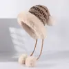 Novo Chapéu de Tricô com Proteção para as Orelhas para Mulheres no Outono e Inverno Estilo Étnico Aveludado Espesso Quente Ciclismo Lã Chapéu Lei Feng Atacado