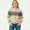 E-commerce transfronteiriço da Amazon, marca da moda RL, réplica autêntica, suéter cardigã de gola redonda bordado em jacquard, malhas femininas
