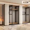 Guarda-roupa aberto com estrutura metálica, armário de armazenamento para quarto, uso doméstico, fácil de montar, adequado para apartamentos de aluguel