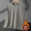 Camiseta Térmica de Manga Larga para Hombre con Forro Polar, Capa Base Engrosada, Ropa Interior de Polar de Color Sólido No Pilling, Top de Otoño para Hombre
