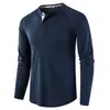 Camisetas para Hombre de Otoño e Invierno Nuevas Europeas y Americanas Transfronterizas Exportación a Amazon Camisetas Lisas de Manga Larga para Hombre Camisas Henry para Hombre