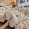 Juego de ropa de cama de cuatro piezas de gasa de doble capa 100% algodón Clase A, funda de edredón de algodón puro, sábana, funda de edredón, sábana bajera, juego de tres piezas para dormitorio de estudiante 4
