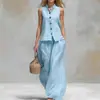 Comercio Exterior 2026 Sitio Independiente Europeo y Americano Transfronterizo Conjunto de Verano de Amazon Conjunto de Chaleco de Cuello en V y Pantalones Largos Casuales de Moda
