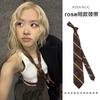 Cinturón de corbata a rayas rosa y negro coreano Estilo preppy Otoño e Invierno Nicho Bufanda casual Versátil accesorio de cintura de moda para mujer