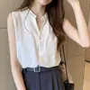 Top de nicho estilo coreano Verão Novo Feminino Versátil Camiseta Básica Camisa Elegante Estilosa Camisa de Chiffon Solta Sem Mangas
