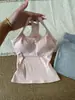 Camisole Verde Menta Costas Nuas em U para Mulheres, Top para Fitness Yoga, Cor Brilhante Refrescante, Colete de Verão Tamanho Pequeno com Bojos