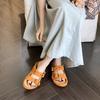 Sandálias Romanas Abertas Coreanas para Mulheres, Novo Estilo de Verão 2026 Calçados Slip-On Preguiçosos, Sandálias Birkenstock de Solado Grosso