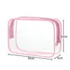 Bolsa Cosmética Transparente de PVC Juego de Tres Piezas Bolsa de Tocador Sencilla Logo Personalizado Juego de Almacenamiento Transfronterizo Venta al por Mayor en Stock