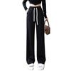 Kangzi Yue leggings largas soltas mulheres 2022 início do outono novo cintura alta pequena calças retas calças casuais com cordão feminino