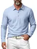 Camisa polo casual simple de lino para hombre, de manga larga, versátil, con cuello desplegable, holgada, para primavera/otoño, transpirable, de estilo europeo y americano, para vacaciones