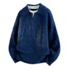 Camisa Polo Falsa de Dos Piezas Cuello en V Tejido de Punto Retorcido Ropa de Punto para Hombre Otoño e Invierno Ropa Exterior de Negocios Tejido de Punto Exportación Venta al por Mayor Transfronteriza