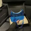 Bolsa feminina de PVC cor de doce, lançamento 2025, bolsa de gelatina transparente, textura da moda, bolsa de ombro moderna, bolsa de ombro elegante