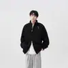 Jaqueta Masculina Outono e Inverno Retrô Japonês Cor Sólida Gola Alta Casual Solta Pesada Estilo Americano Marca Tendência Moletom com Zíper