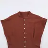 Ropa de Mujer Transfronteriza 2026 Moda Europea y Americana Ajustada Estilo Falda Corta Dobladillo Fruncido Camisa de Manga Corta para Mujer B483073